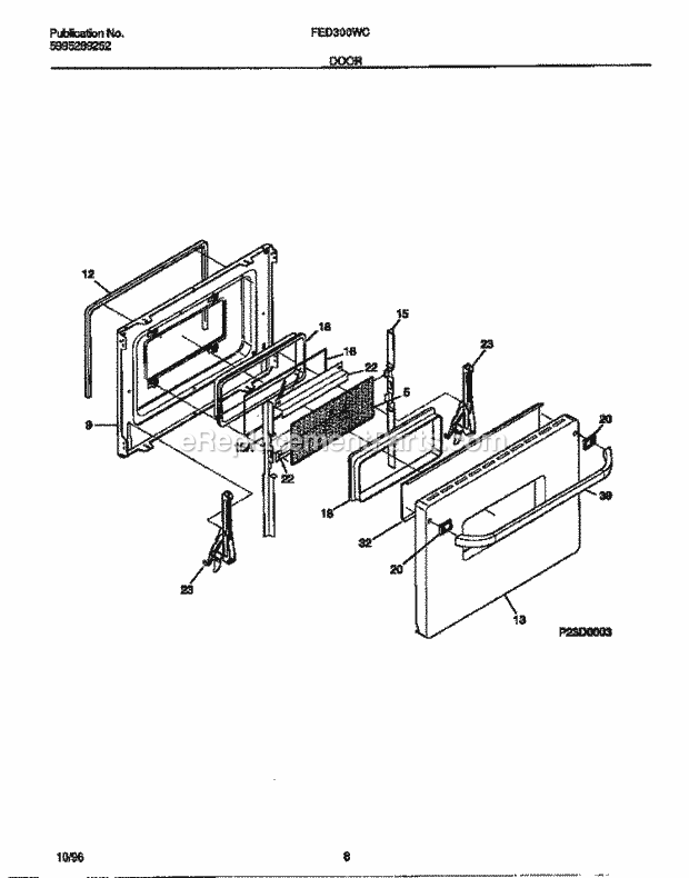 Frigidaire FED300WCDG Drop-In, Electric Electric Range Door Diagram