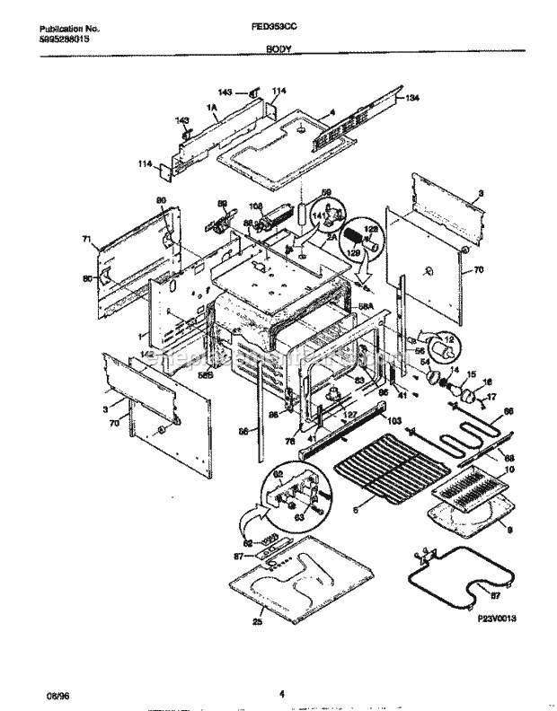 Frigidaire FED353CCDG Drop-In, Electric Electric Range Body Diagram