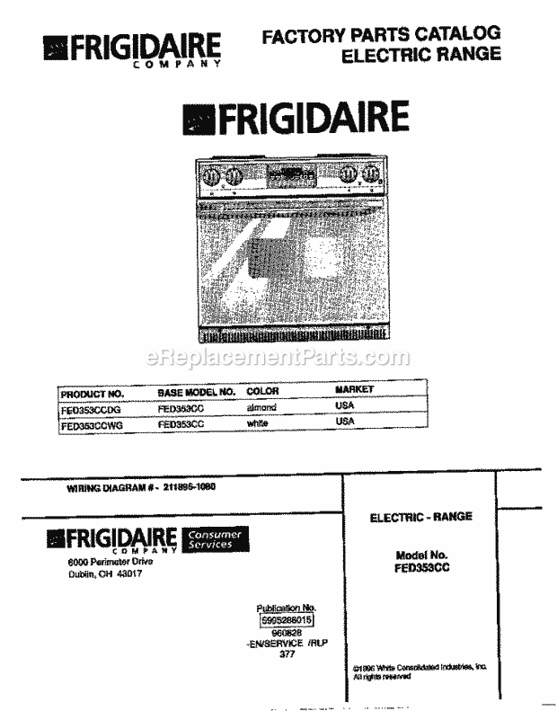 Frigidaire FED353CCDG Drop-In, Electric Electric Range Page C Diagram