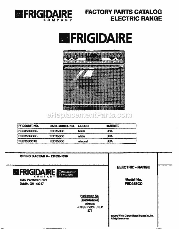 Frigidaire FED355CCBG Drop-In, Electric Electric Range Page C Diagram