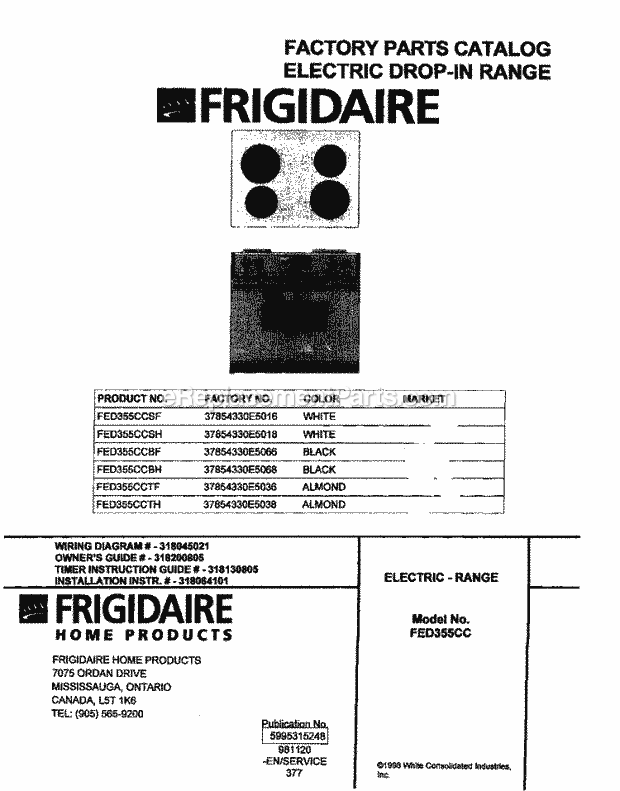 Frigidaire FED355CCBH Frg/Electric Range Page C Diagram