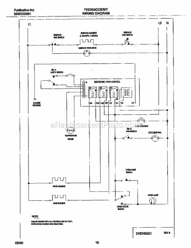 Frigidaire FED355CCBI Drop-In, Electric Electric Range Page F Diagram