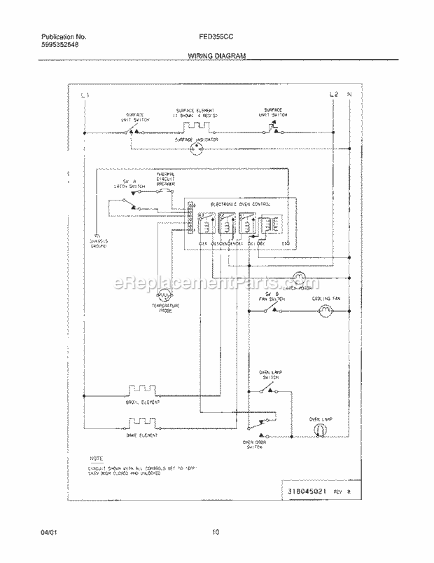 Frigidaire FED355CCBJ Drop-In, Electric Electric Range Page G Diagram