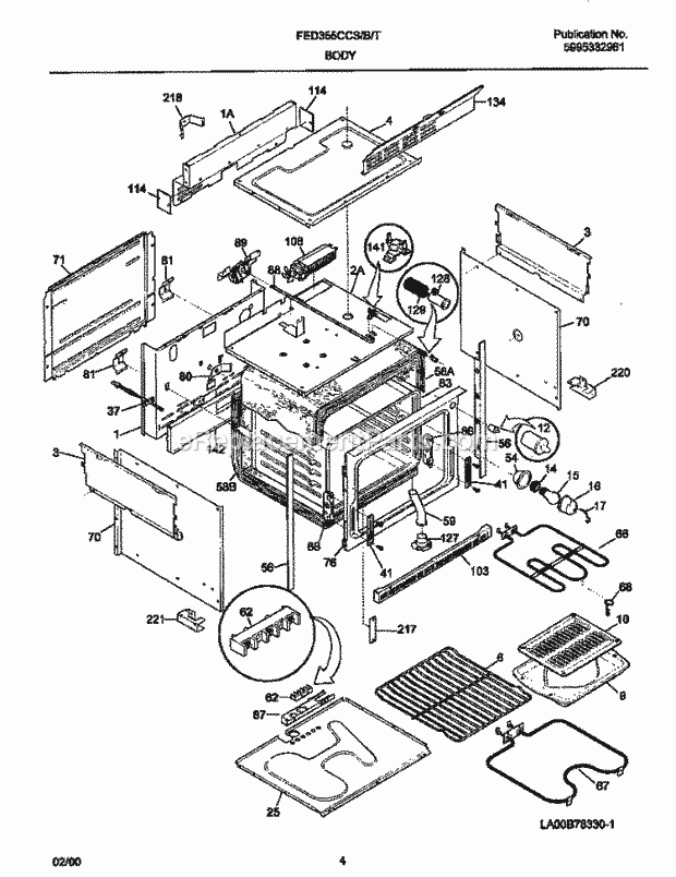 Frigidaire FED355CCSI Drop-In, Electric Electric Range Body Diagram