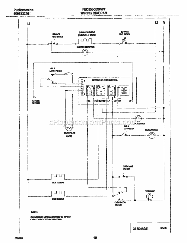 Frigidaire FED355CCSI Drop-In, Electric Electric Range Page F Diagram