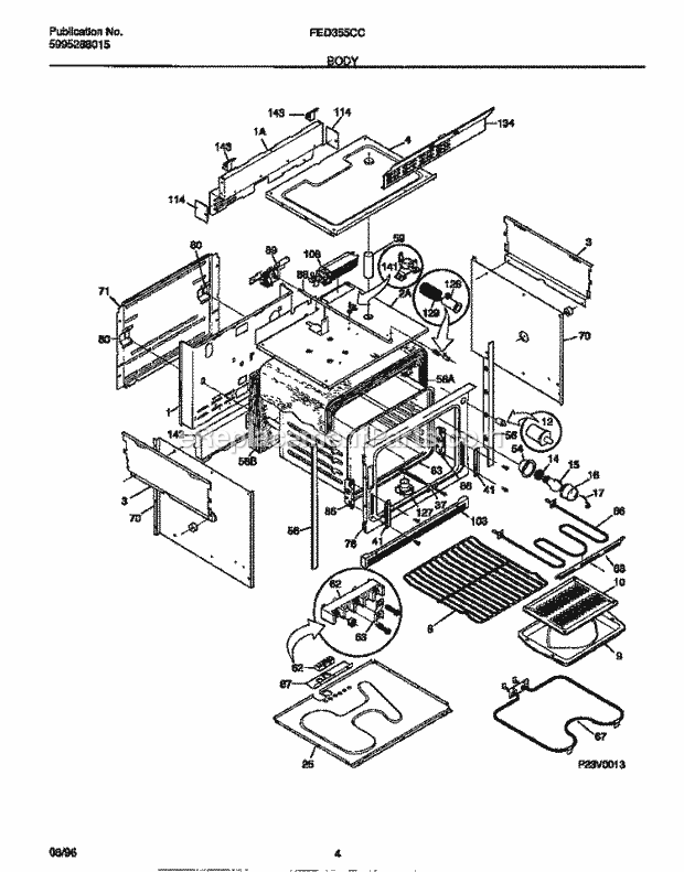 Frigidaire FED355CCTG Drop-In, Electric Electric Range Body Diagram
