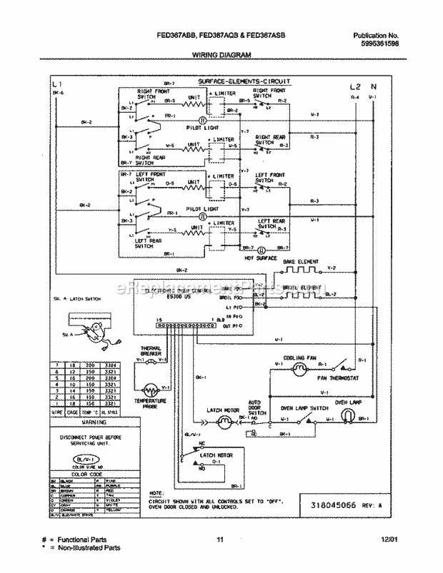 Frigidaire FED367ABB Drop-In, Electric Electric Range Page F Diagram
