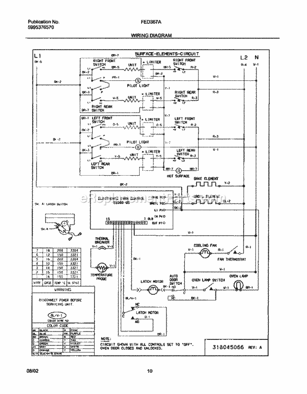 Frigidaire FED367ABE Drop-In, Electric Electric Range Page F Diagram