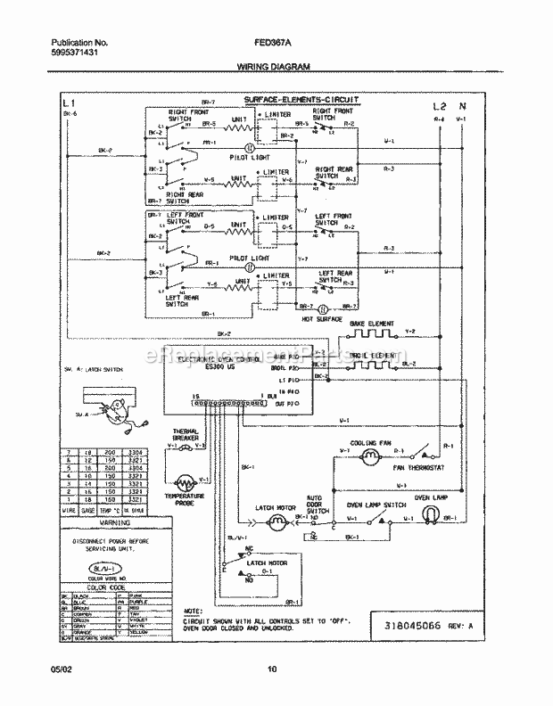 Frigidaire FED367ASD Drop-In, Electric Electric Range Page F Diagram