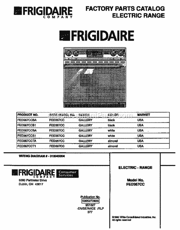 Frigidaire FED367CCB1 Drop-In, Electric Electric Range Page C Diagram