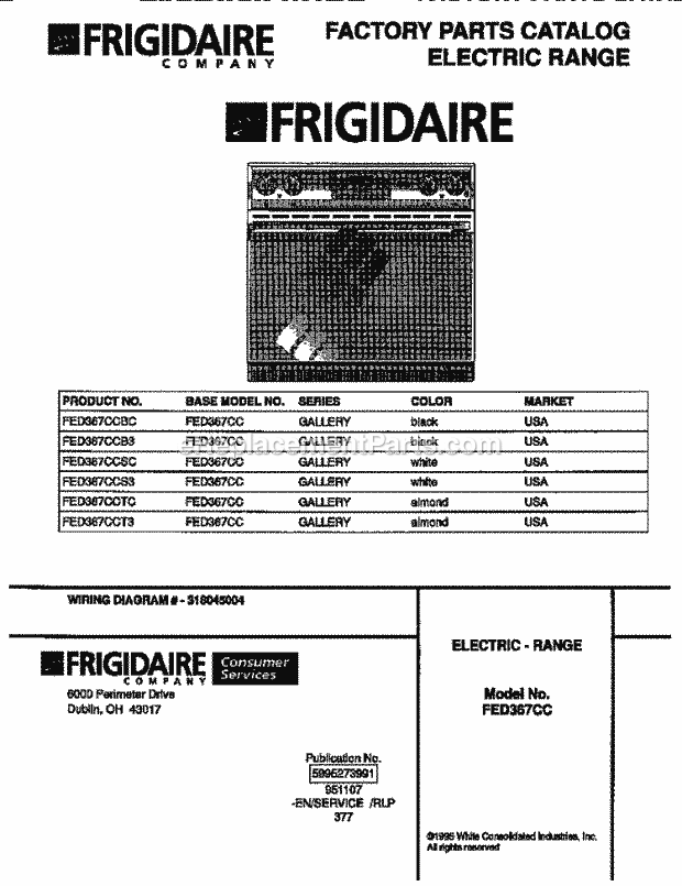 Frigidaire FED367CCT3 Drop-In, Electric Electric Range Page C Diagram