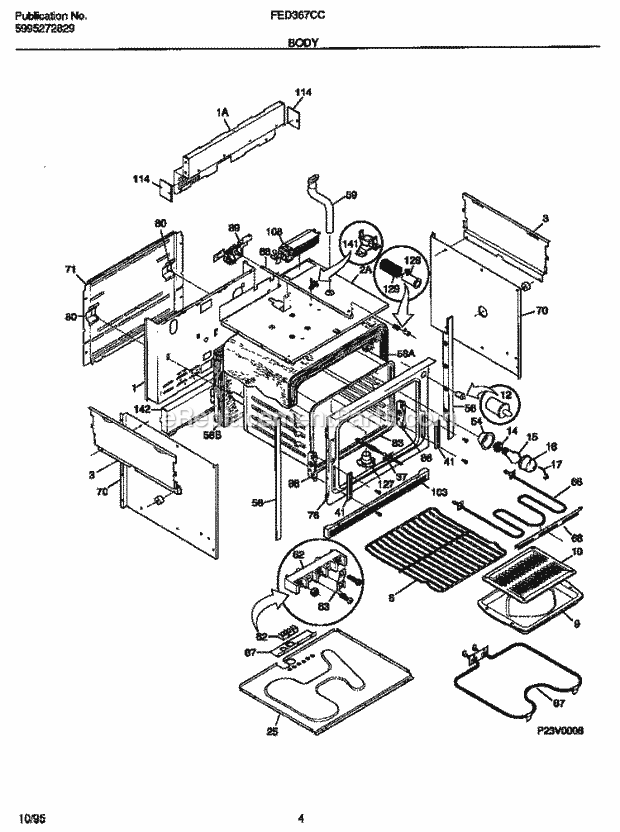 Frigidaire FED367CCTA Drop-In, Electric Electric Range Body Diagram