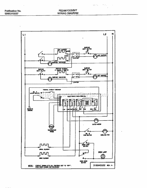 Frigidaire FED367CETC Drop-In, Electric Electric Range Page F Diagram