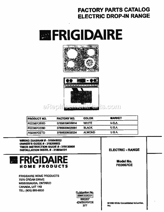 Frigidaire FED367CETD Drop-In, Electric Electric Range Page C Diagram