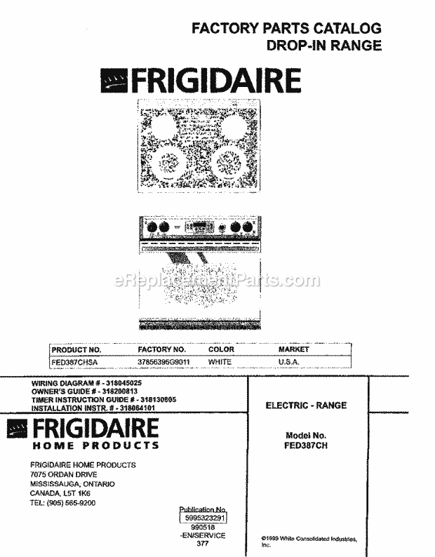 Frigidaire FED387CHSA Frg/Electric Range Page C Diagram