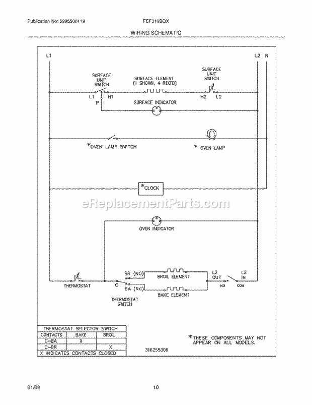 Frigidaire FEF316BQX Freestanding, Electric Electric Range Page G Diagram