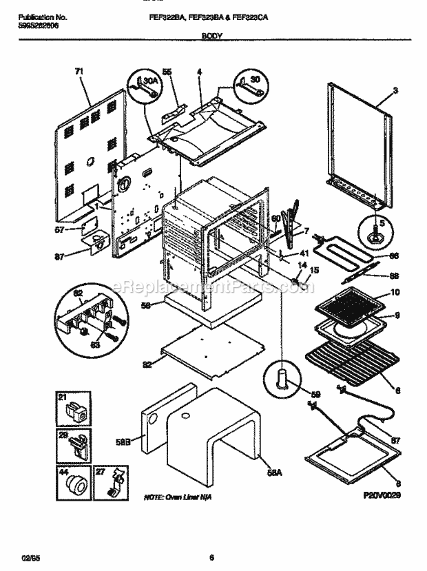 Frigidaire FEF322BAWB Freestanding, Electric Electric Range Body Diagram