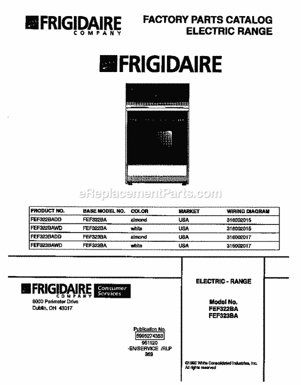Frigidaire FEF322BAWD Freestanding, Electric Electric Range Page C Diagram