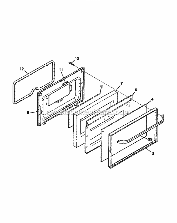 Frigidaire FEF322CCTB Freestanding, Electric Electric Range Door Diagram