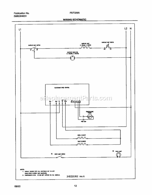 Frigidaire FEF326ABF Freestanding, Electric Electric Range Page H Diagram