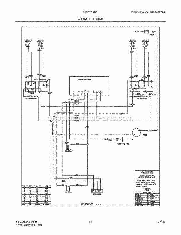 Frigidaire FEF326AWL Freestanding, Electric Electric Range Page F Diagram
