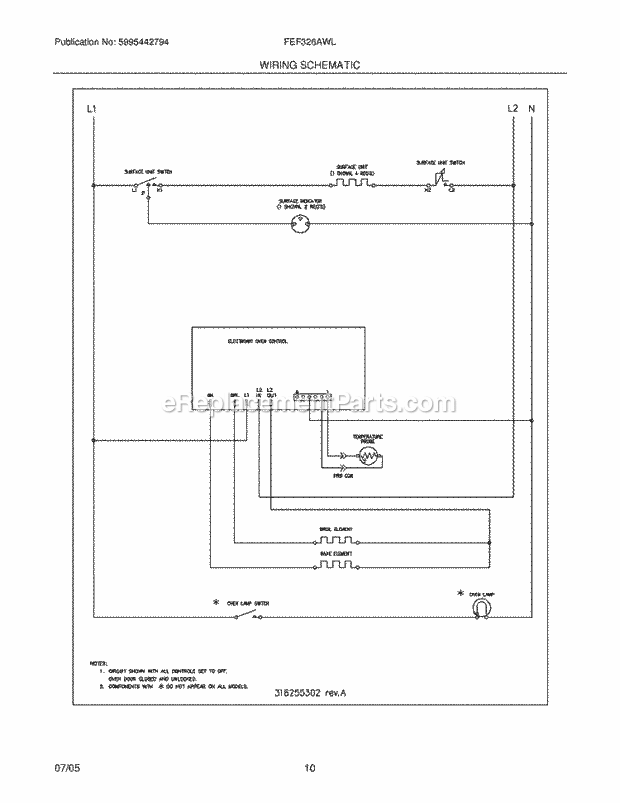 Frigidaire FEF326AWL Freestanding, Electric Electric Range Page G Diagram
