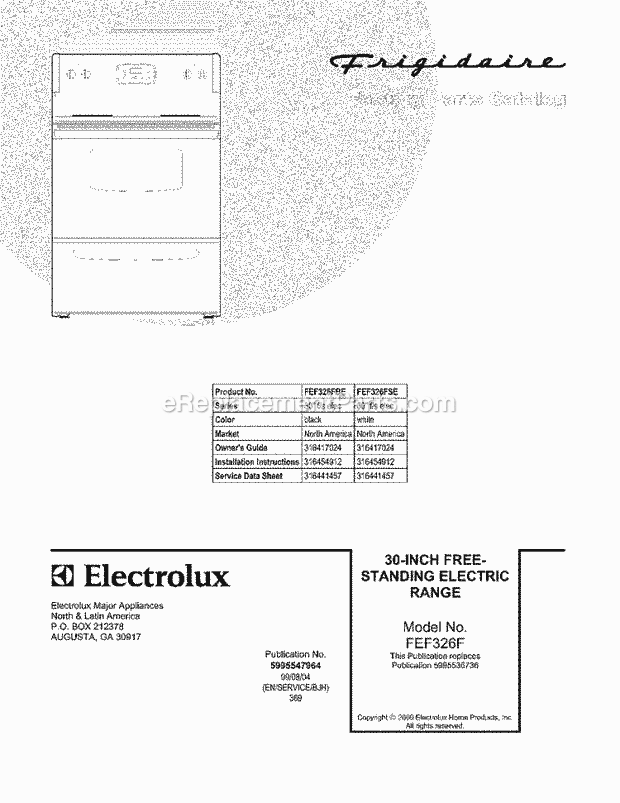 Frigidaire FEF326FBE Range Page C Diagram