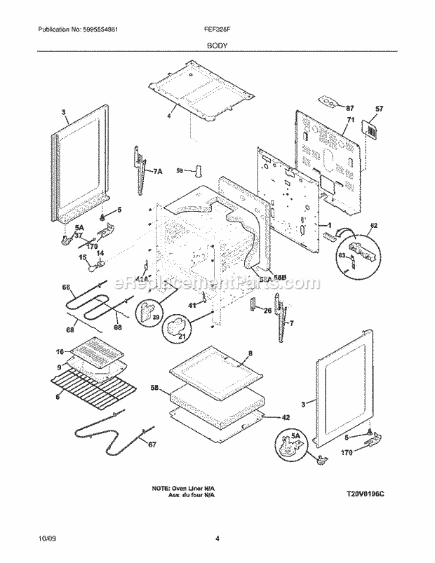 Frigidaire FEF326FSF Range Body Diagram