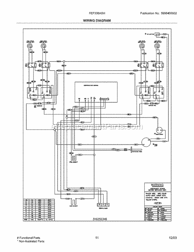 Frigidaire FEF336ASH Freestanding, Electric Electric Range Page F Diagram