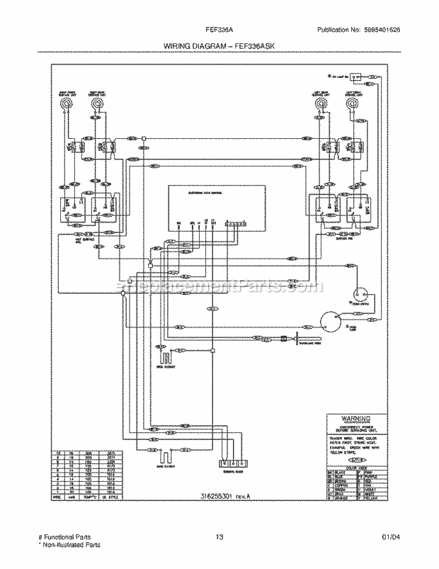 Frigidaire FEF336ASK Freestanding, Electric Electric Range Page F Diagram