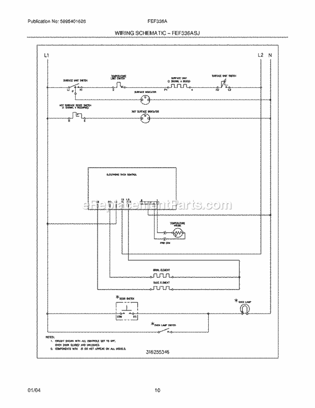 Frigidaire FEF336ASK Freestanding, Electric Electric Range Page I Diagram