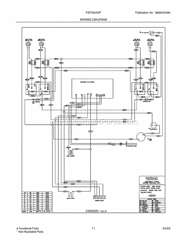Frigidaire FEF336ASP Freestanding, Electric Electric Range Page F Diagram