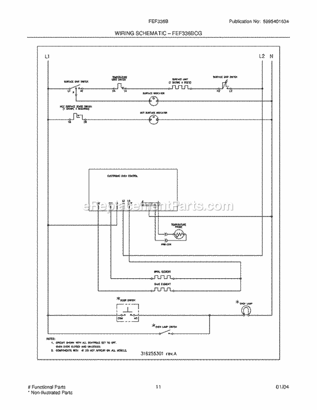 Frigidaire FEF336BCF Freestanding, Electric Electric Range Page I Diagram