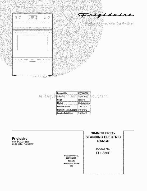 Frigidaire FEF336ECK Range Page C Diagram