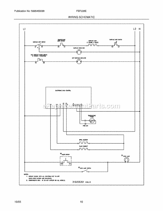 Frigidaire FEF336ESA Freestanding, Electric Electric Range Page G Diagram