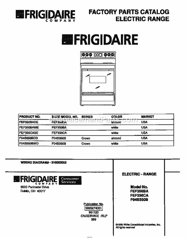 Frigidaire FEF350CASE Freestanding, Electric Electric Range Page C Diagram