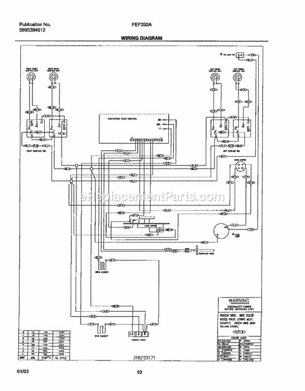 Frigidaire FEF352AWE Freestanding, Electric Electric Range Page F Diagram