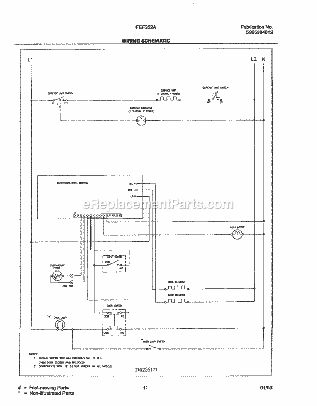 Frigidaire FEF352AWE Freestanding, Electric Electric Range Page G Diagram