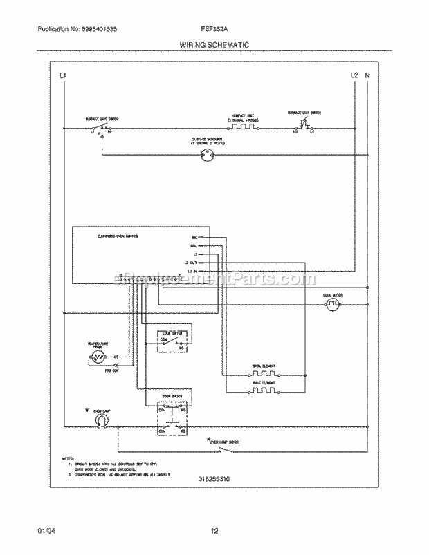 Frigidaire FEF352AWG Freestanding, Electric Electric Range Page G Diagram