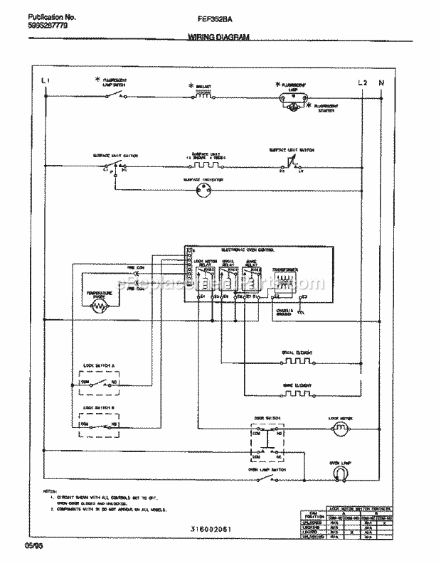 Frigidaire FEF352BADC Freestanding, Electric Electric Range Page E Diagram