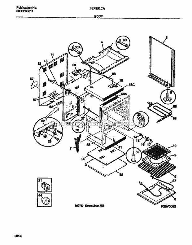 Frigidaire FEF352CATC Freestanding, Electric Electric Range Body Diagram