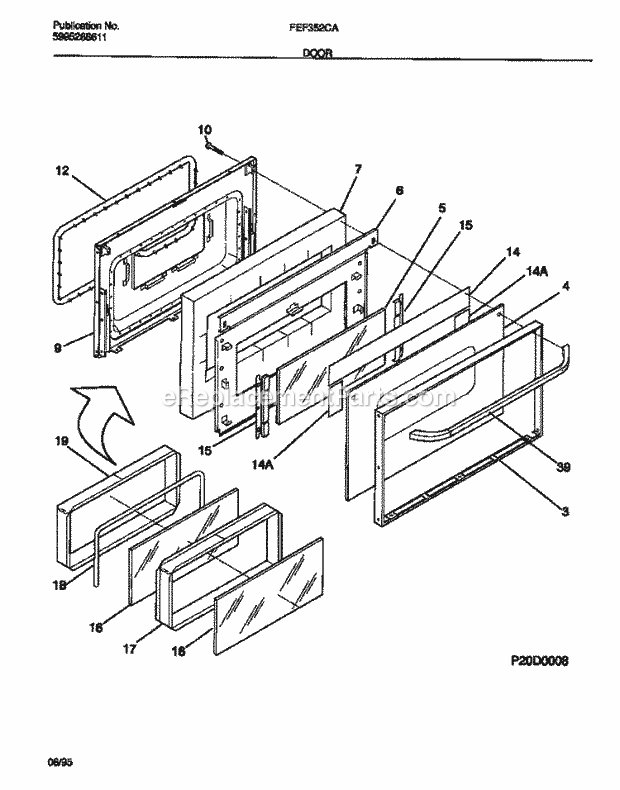 Frigidaire FEF352CATC Freestanding, Electric Electric Range Door Diagram