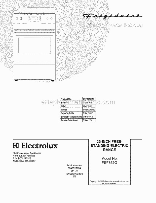 Frigidaire FEF352GMC Range Page C Diagram