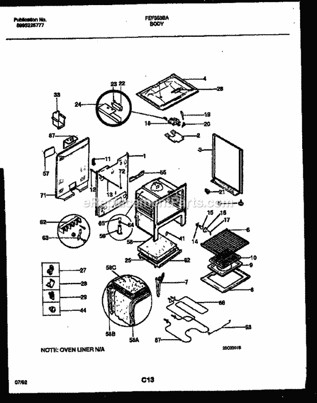 Frigidaire FEF353BAWA Freestanding, Electric Range Electric Page C Diagram