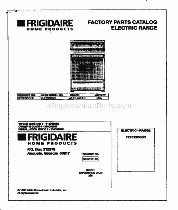 Frigidaire FEF353CGSC Freestanding, Electric Frigidaire-Electric Range Page C Diagram