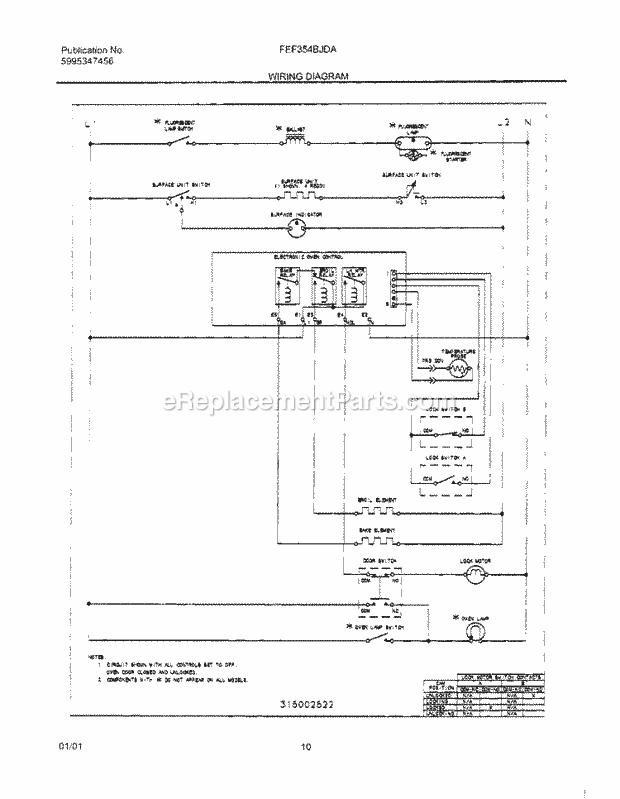 Frigidaire FEF354BJDA Freestanding, Electric Electric Range Page F Diagram