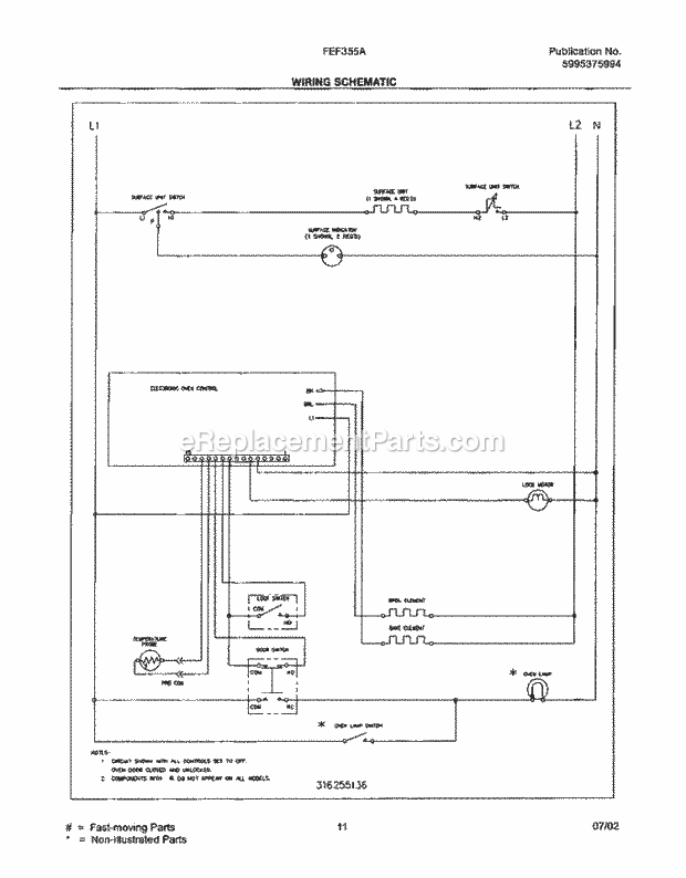 Frigidaire FEF355ABD Freestanding, Electric Electric Range Page G Diagram