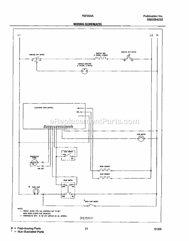 Frigidaire FEF355ASF Freestanding, Electric Electric Range Page G Diagram