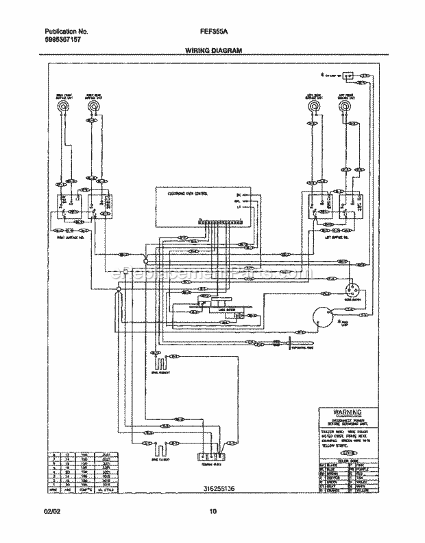 Frigidaire FEF355AWC Freestanding, Electric Electric Range Page F Diagram