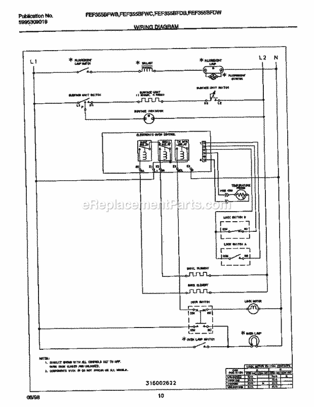 Frigidaire FEF355BFDC Freestanding, Electric Electric Range Page F Diagram